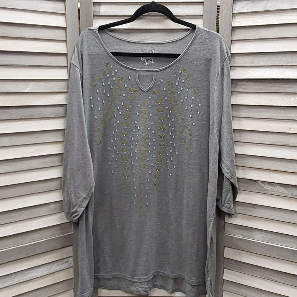 Grey tunic top with geometric design | Just My Size | 4X